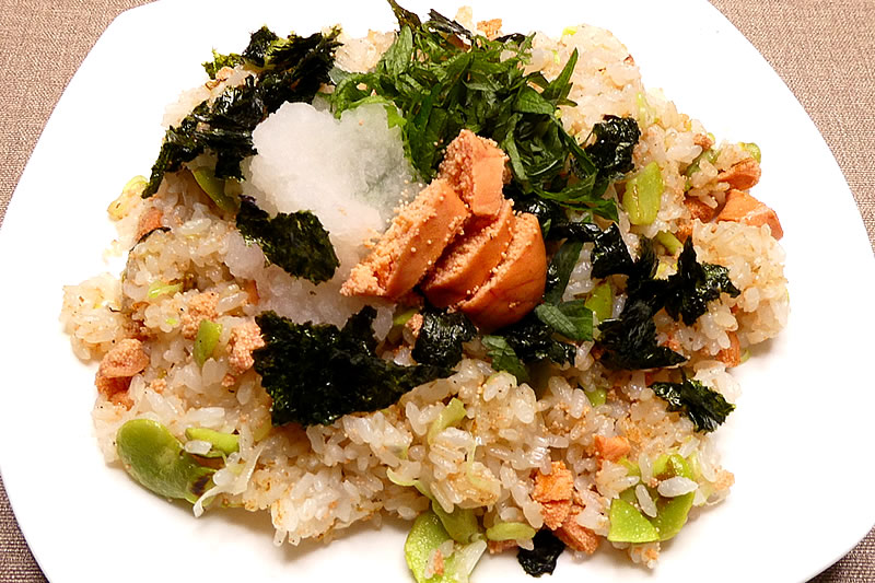 タラコとそら豆の炒めご飯